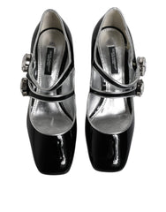 Dolce & Gabbana Black Patent Leather Crystal Mary Jane Pumps Shoes - - Dolce & Gabbana.