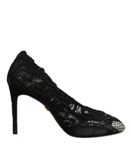 Dolce & Gabbana Black Lace Stretch Heels Mid Calf Boots Shoes -   -  Dolce & Gabbana.