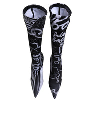Dolce & Gabbana Black Logo Stretch Heels High Boots Shoes -   -  Dolce & Gabbana.