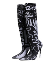 Dolce & Gabbana Black Logo Stretch Heels High Boots Shoes -   -  Dolce & Gabbana.
