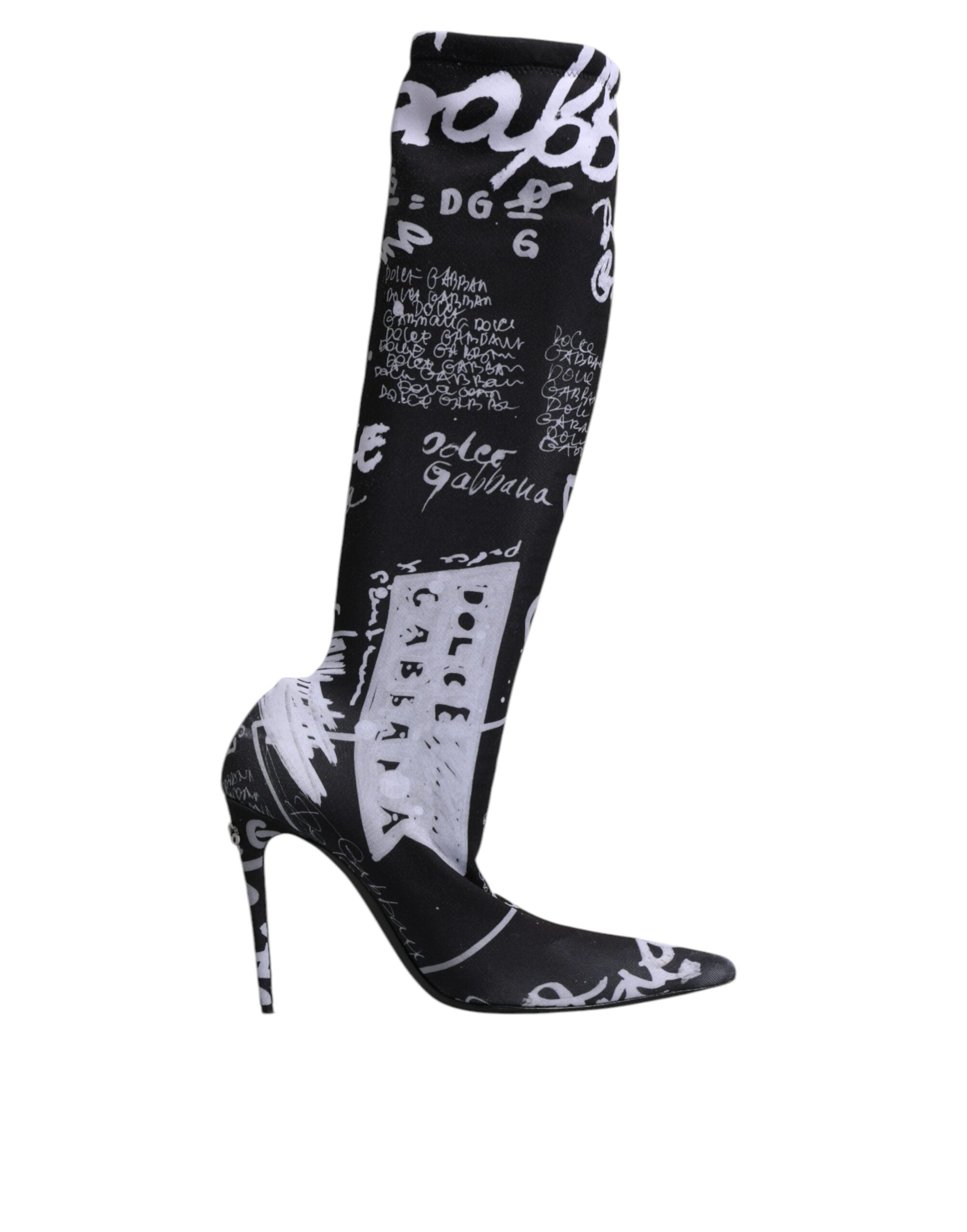 Dolce & Gabbana Black Logo Stretch Heels High Boots Shoes -   -  Dolce & Gabbana.
