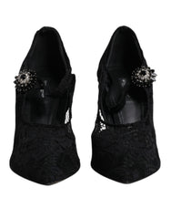Dolce & Gabbana Black Lace Crystals Mary Jane Pumps Shoes -   -  Dolce & Gabbana.