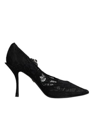 Dolce & Gabbana Black Lace Crystals Mary Jane Pumps Shoes -   -  Dolce & Gabbana.