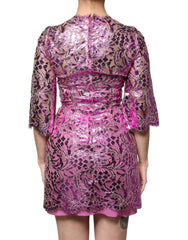 Dolce & Gabbana Metallic Fuchsia Floral Sheath Mini Dress -   -  Dolce & Gabbana.