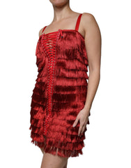 Dolce & Gabbana Red Lace Tassel Sleeveless Sheath Mini Dress -   -  Dolce & Gabbana.