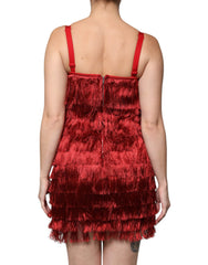 Dolce & Gabbana Red Lace Tassel Sleeveless Sheath Mini Dress -   -  Dolce & Gabbana.