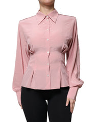 Dolce & Gabbana Pink Cotton Long Sleeves Collared Blouse Top -   -  Dolce & Gabbana.