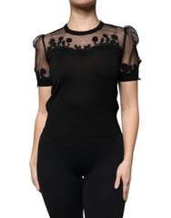 Dolce & Gabbana Black Floral Lace Short Sleeves Blouse Top -   -  Dolce & Gabbana.