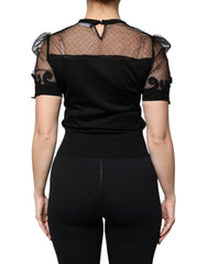 Dolce & Gabbana Black Floral Lace Short Sleeves Blouse Top -   -  Dolce & Gabbana.
