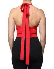 Dolce & Gabbana Red Viscose Sleeveless Halter Cropped Tank Top -   -  Dolce & Gabbana.