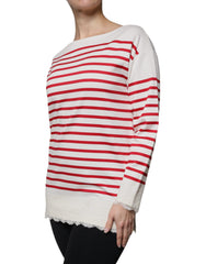 Dolce & Gabbana White Red Stripes Cotton Long Sleeves Top -   -  Dolce & Gabbana.