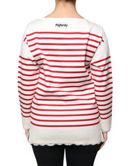 Dolce & Gabbana White Red Stripes Cotton Long Sleeves Top -   -  Dolce & Gabbana.