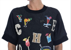 Dolce & Gabbana Black Brocade Cocktail Crystal Sweater -   -  Dolce & Gabbana.