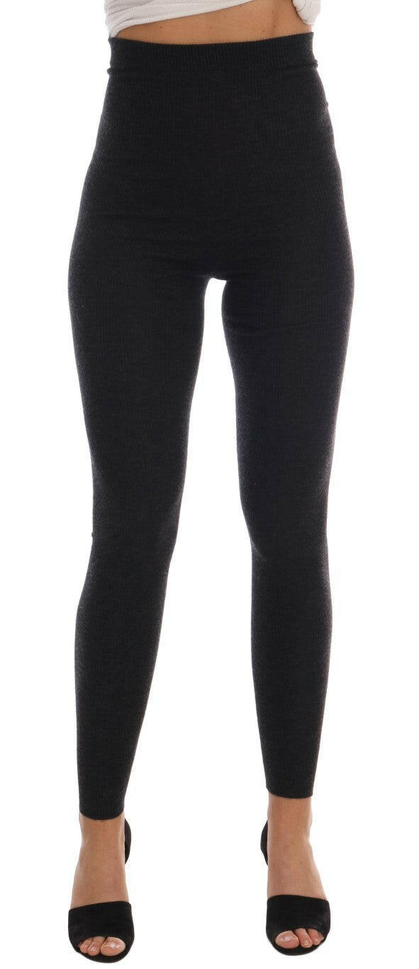 Dolce & Gabbana Gray Cashmere Ribbed Stretch Tights -   -  Dolce & Gabbana.