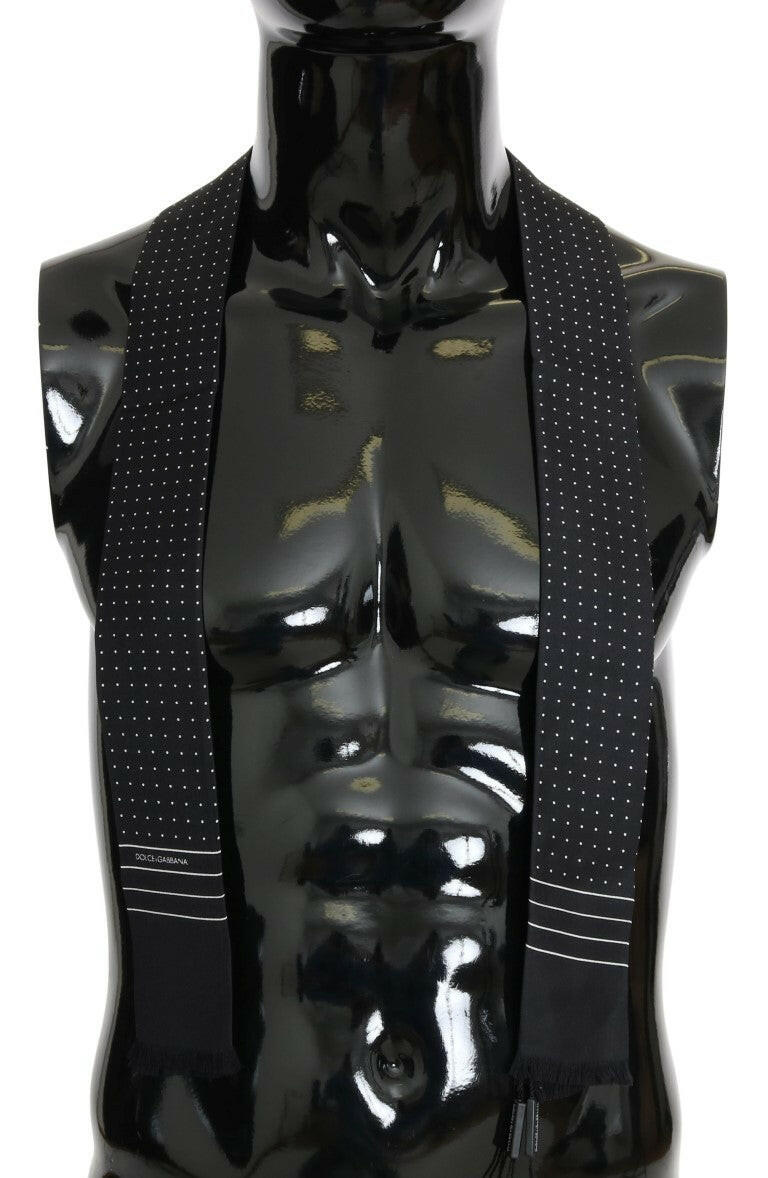 Dolce & Gabbana Dark Blue Polka Dotted Silk Scarf -  Neckties, Men -  Dolce & Gabbana.