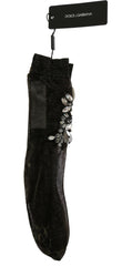 Dolce & Gabbana Black Stretch Floral Clear Crystal Socks -   -  Dolce & Gabbana.