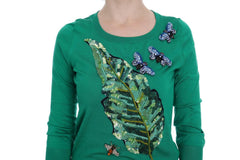 Dolce & Gabbana Green Silk Crystal Banana Sweater -   -  Dolce & Gabbana.