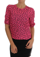 Dolce & Gabbana Pink Polka Dotted Silk Blouse -   -  Dolce & Gabbana.