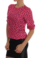 Dolce & Gabbana Pink Polka Dotted Silk Blouse -   -  Dolce & Gabbana.