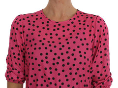 Dolce & Gabbana Pink Polka Dotted Silk Blouse -   -  Dolce & Gabbana.