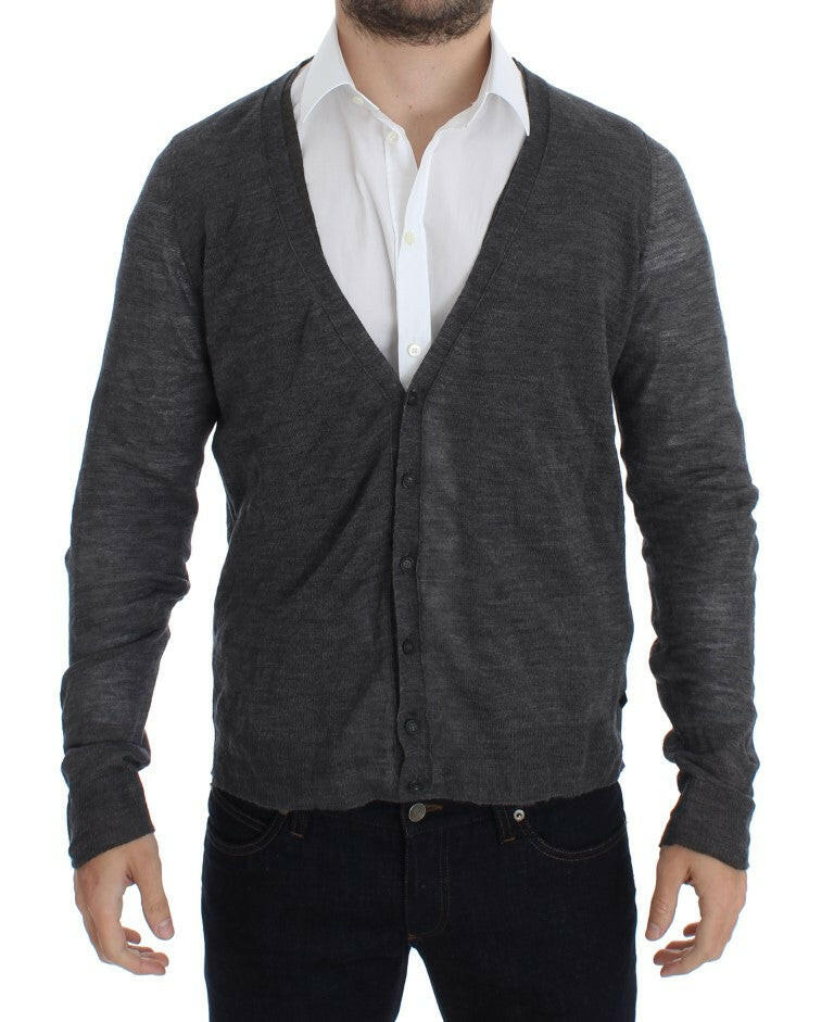 Costume National Gray Wool Button Cardigan Sweater -   -  Costume National.