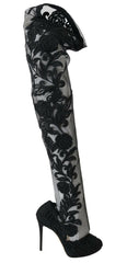 Dolce & Gabbana Black Floral Embroidered Socks Boots -   -  Dolce & Gabbana.