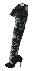 Dolce & Gabbana Black Floral Embroidered Socks Boots -   -  Dolce & Gabbana.
