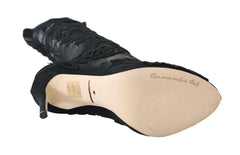 Dolce & Gabbana Black Floral Embroidered Socks Boots -   -  Dolce & Gabbana.