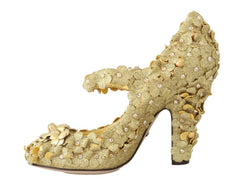 Dolce & Gabbana Gold Floral Crystal Mary Janes Pumps -   -  Dolce & Gabbana.