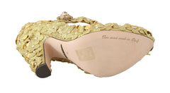 Dolce & Gabbana Gold Floral Crystal Mary Janes Pumps -   -  Dolce & Gabbana.