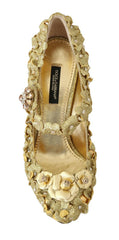 Dolce & Gabbana Gold Floral Crystal Mary Janes Pumps -   -  Dolce & Gabbana.