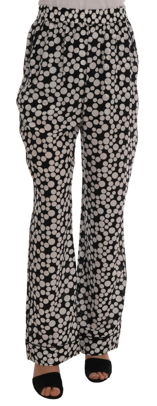 Dolce & Gabbana Black White Polka Dottes Silk Pants -   -  Dolce & Gabbana.