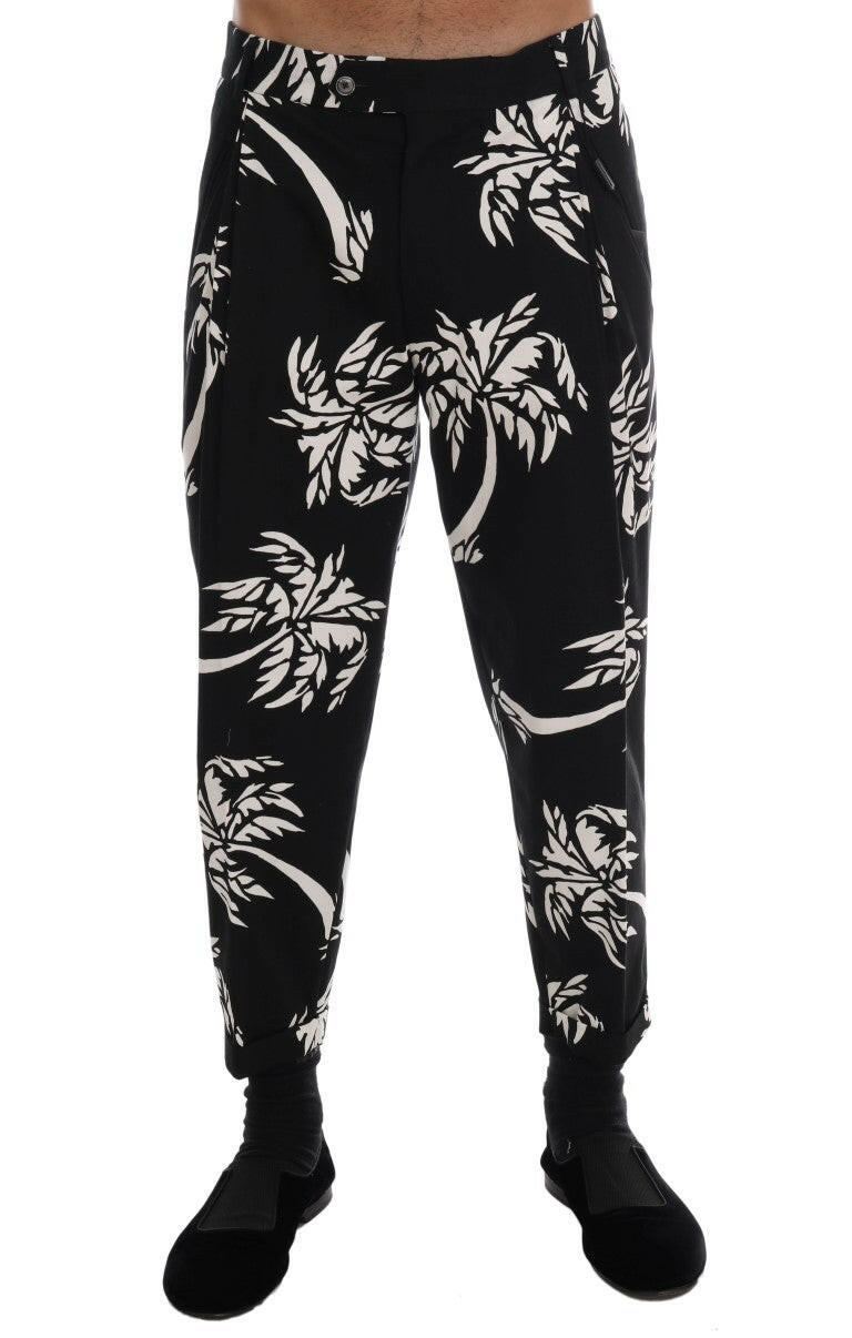 Dolce & Gabbana Black Tree Cotton Stretch Pants -   -  Dolce & Gabbana.