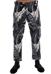 Dolce & Gabbana Gray Banana Leaf Cotton Pants -   -  Dolce & Gabbana.