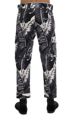 Dolce & Gabbana Gray Banana Leaf Cotton Pants -   -  Dolce & Gabbana.
