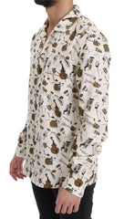 Dolce & Gabbana White Silk JAZZ Motive Print Shirt -   -  Dolce & Gabbana.