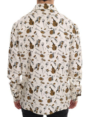 Dolce & Gabbana White Silk JAZZ Motive Print Shirt -   -  Dolce & Gabbana.
