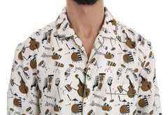 Dolce & Gabbana White Silk JAZZ Motive Print Shirt -   -  Dolce & Gabbana.
