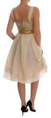 Dolce & Gabbana Gold Silk Crystal Embellished Dress -   -  Dolce & Gabbana.