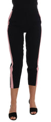 Dolce & Gabbana Black Stretch Pink Stripes Capri Pants -   -  Dolce & Gabbana.