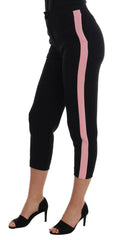 Dolce & Gabbana Black Stretch Pink Stripes Capri Pants -   -  Dolce & Gabbana.