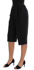 Dolce & Gabbana Black Brocade High Waist Capri Shorts -   -  Dolce & Gabbana.