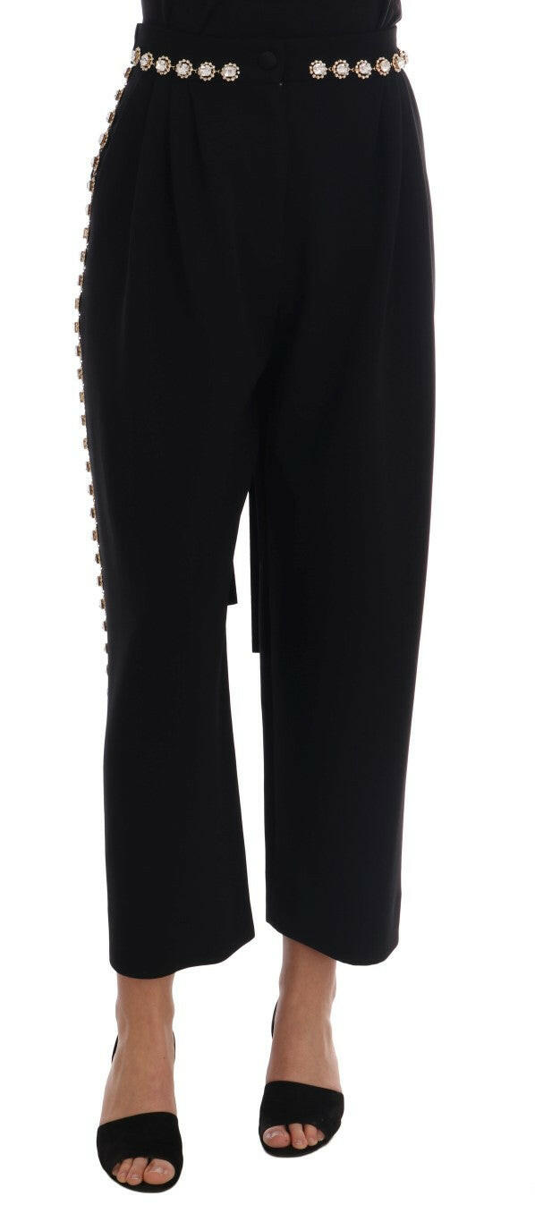 Dolce & Gabbana Black Wool Stretch Crystal Pants -   -  Dolce & Gabbana.