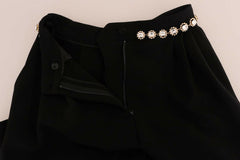 Dolce & Gabbana Black Wool Stretch Crystal Pants -   -  Dolce & Gabbana.