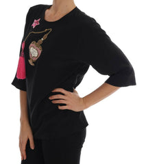 Dolce & Gabbana Black Silk Fairy Tale Top Crystal Blouse -   -  Dolce & Gabbana.