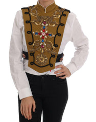Dolce & Gabbana Yellow Crystal Cross Vest Jacket -   -  Dolce & Gabbana.