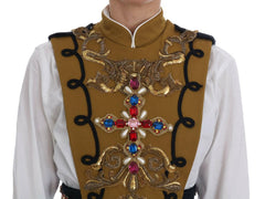 Dolce & Gabbana Yellow Crystal Cross Vest Jacket -   -  Dolce & Gabbana.