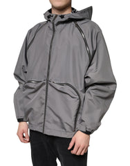 Dolce & Gabbana Gray Polyester Hooded Men Full Zip Jacket -   -  Dolce & Gabbana.