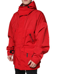 Dolce & Gabbana Red Nylon Hooded Men Full Zip Parka Jacket -   -  Dolce & Gabbana.