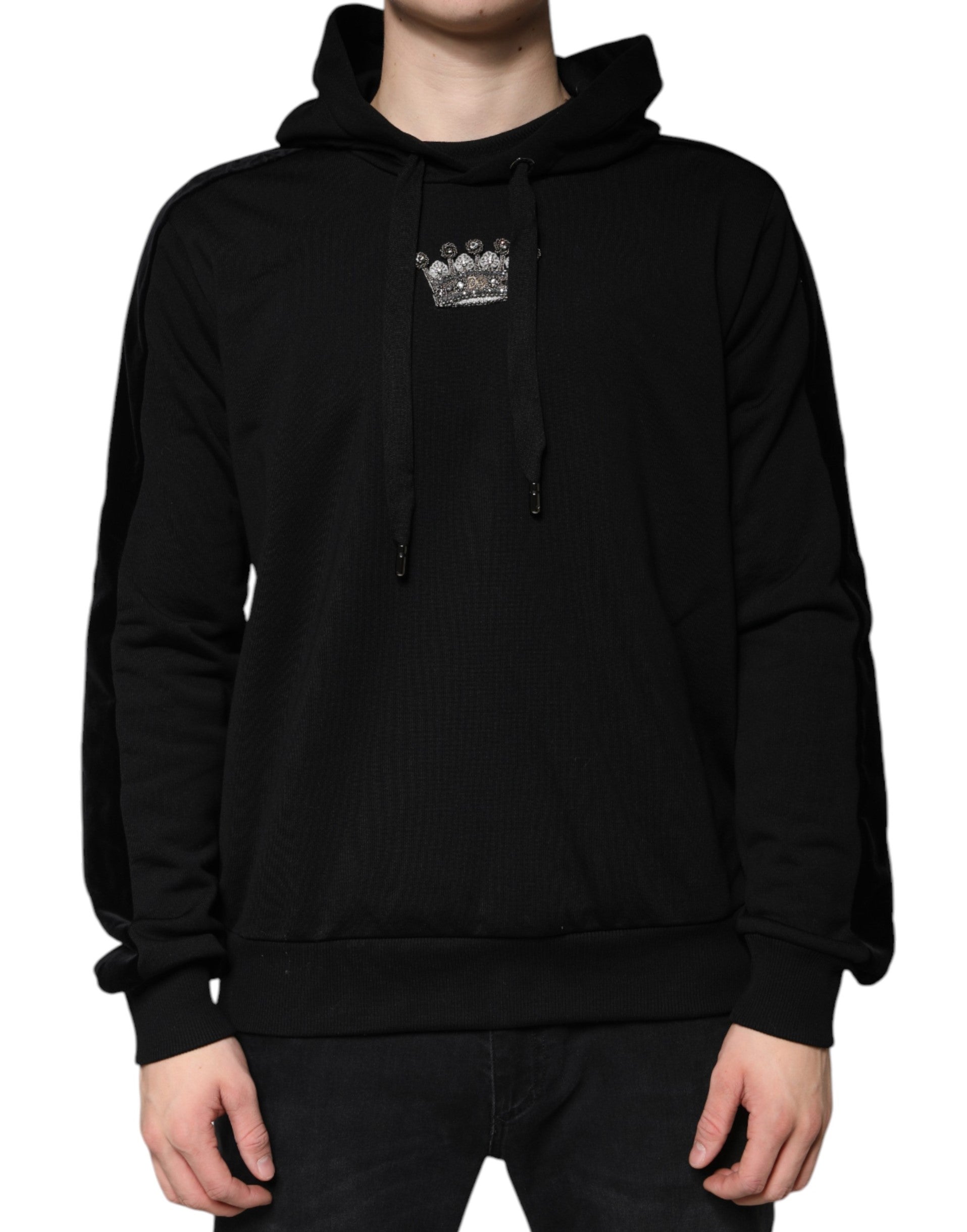 Dolce & Gabbana Black Crown Cotton Hooded Sweatshirt Sweater -   -  Dolce & Gabbana.